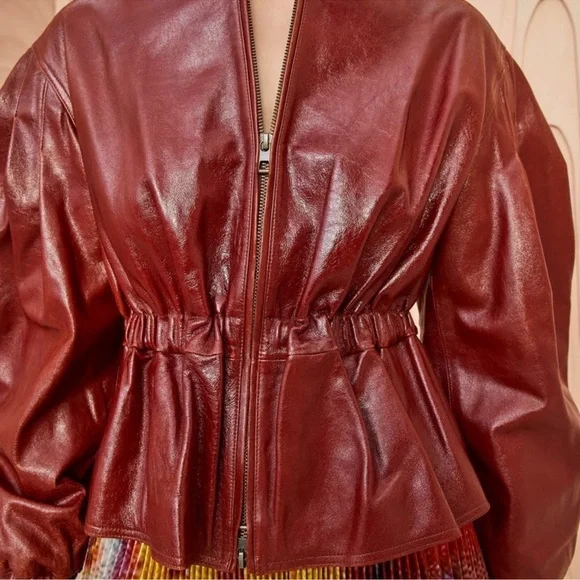 Ulla Johnson Briar Lamb Leather Jacket Mahogany Size Small NWOT - Picture 2 of 15